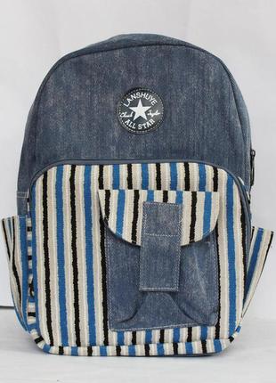 Стильный школьный, подростковый, студенческий рюкзак, джинс1 фото