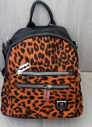 Молодежная сумка-рюкзак с леопардовым принтом, ассортимент цветов