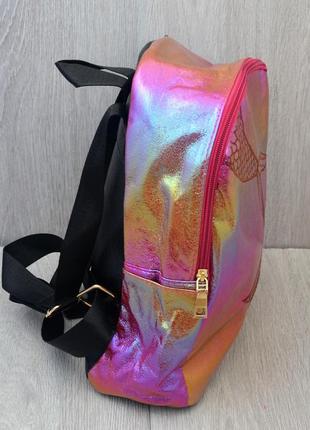 Рюкзак городской, школьный с накаткой русалка, глянцевый, ассортимент цветов2 фото