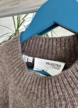 Шерстяной свитер selected красивого коричневого цвета2 фото