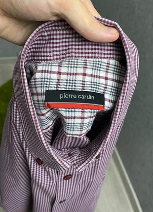 Бордовая клетчатая рубашка от бренда pierre cardin5 фото