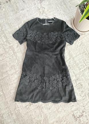 Маленькое черное замшевое платье zara2 фото