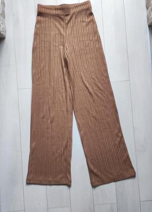 Широкі брюки штани палаццо в рубчик6 фото