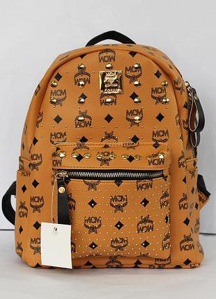 Стильный школьный, подростковый, студенческий рюкзак с эко-кожи, коричневый