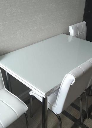 Стол обеденный "beyaz" 110*70 (стол дсп, каленное стекло), турция1 фото