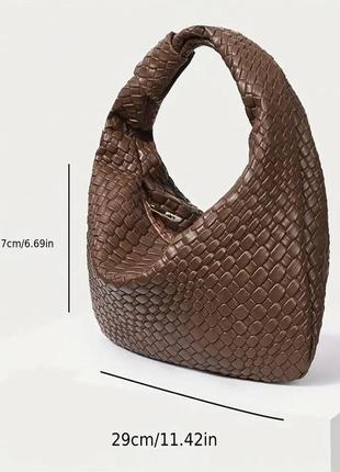 Нова сумка у стилі bottega плетена /woven коричнева / молочний шоколад6 фото