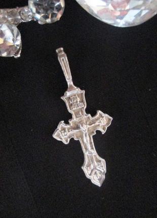 Винтажный серебряный крестик 💜🌺💜1 фото