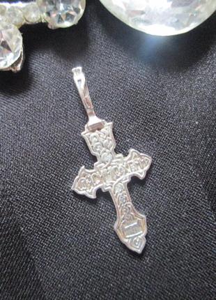 Винтажный серебряный крестик 💜🌺💜3 фото
