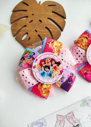 Бантики принцеси діснея банти з принцесами рожеві резинки2 фото