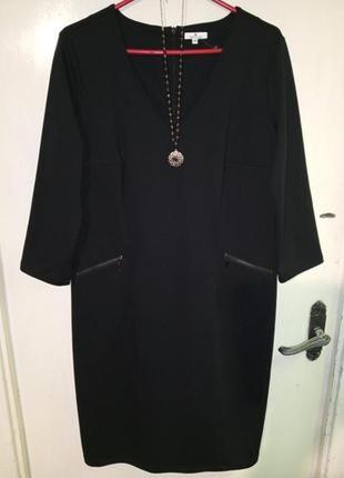 Трикотажное-стрейч,плотное,офисное,чёрное платье,большого размера,tom tailor1 фото