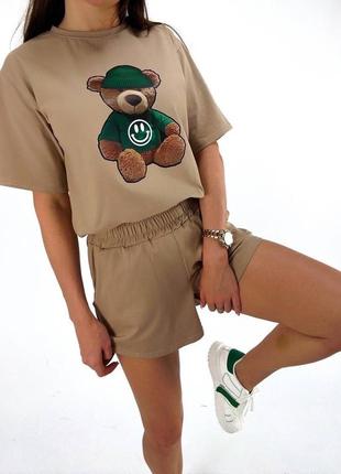 Літній жіночий костюм з мішкою, комплект футболка і шорти