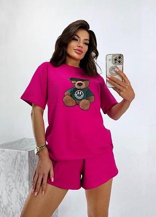 Летний женский костюм с мешком, комплект футболка и шорты