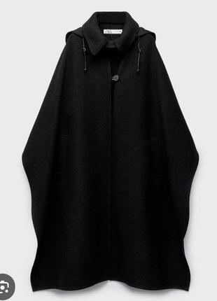 Zara вовняна накидка 2023-24fw hooded wool cape zw limited edition з іспаніі