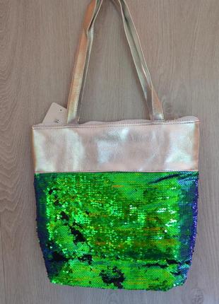 Молодёжная городская, пляжная сумка с пайетками, ассортимент цветов1 фото