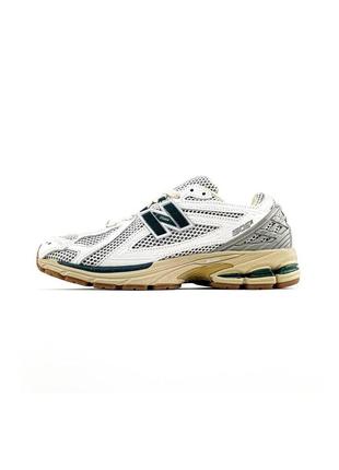 Кроссовки new balance 1906r (белые с зеленым нев балансе)