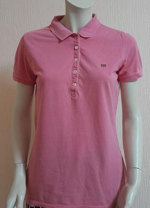 Стильна футболка поло рожевого кольору napapijri, 💯 оригінал, блискавичне надсилання