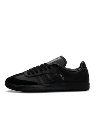 Легкі спортивні чоловічі кеди adidas originals samba / адідас самба чорні / чоловіче демісезонне взуття на весну, літо, осінь