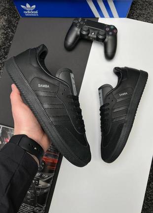 Легкі спортивні чоловічі кеди adidas originals samba / адідас самба чорні / чоловіче демісезонне взуття на весну, літо, осінь8 фото