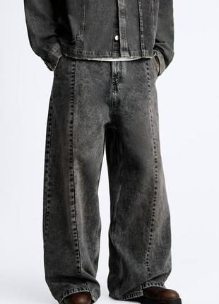 Вареные мешковатые джинсы серые zara new6 фото