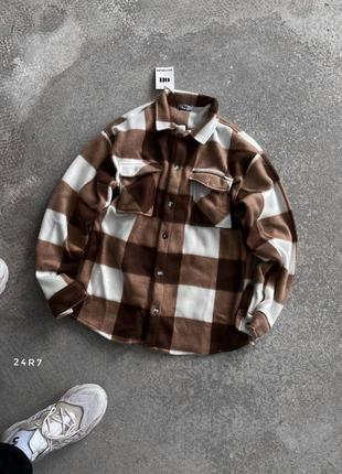 Чоловіча сорочка в клітинка тепла весняна, флісова сорочка для чоловіків в багатьох кольорах