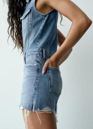 Zara denim trf jumpsuit зара джинсовый комбинезон3 фото