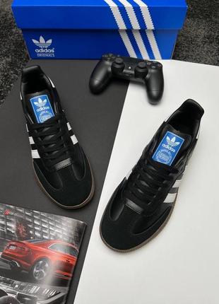 Легкі спортивні чоловічі кеді adidas originals samba / адідас самба чорні / чоловіче демісезонне взуття на весну, літо, осінь6 фото