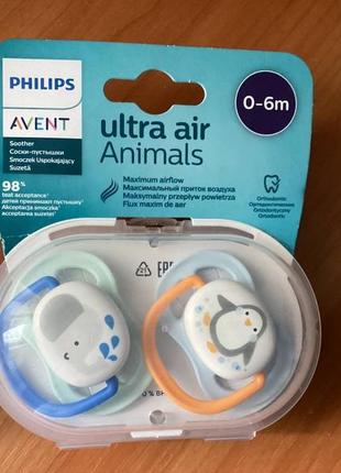 Пустушка philips avent ultra air animal для хлопчиків 0-6 міс