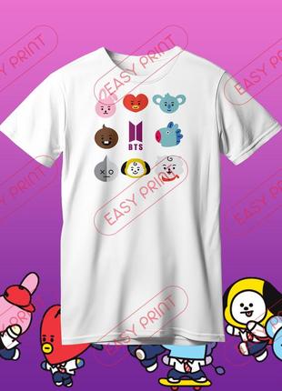 Футболка все талисманы bts bt21 бтс бт21