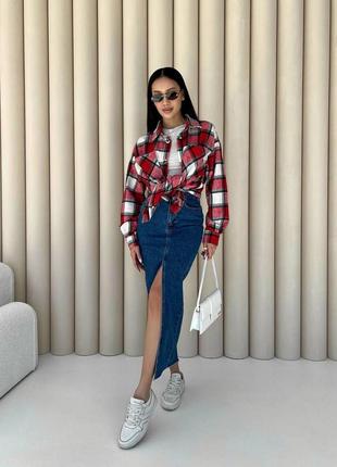 Юбка длинная джинсовая синяя с разрезом коттон4 фото