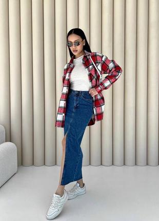 Юбка длинная джинсовая синяя с разрезом коттон3 фото