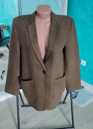 Оверсайз-пиджак zara, удлиненный, лен,котон2 фото