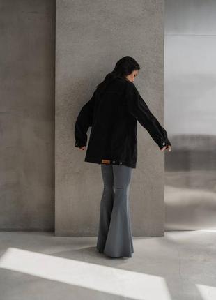 Удлиненная джинсовая куртка оверсайз из качественного черного денима🤤8 фото