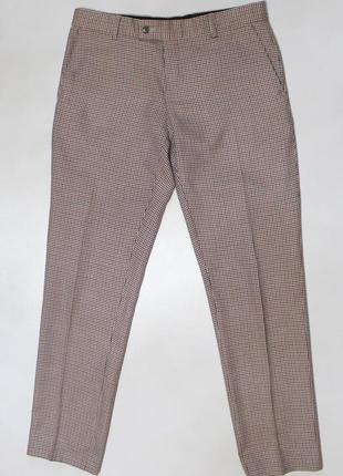 Классные зауженные (slim fit) шерстяные брюки / брюки в мелкую клетку от knetter2 фото