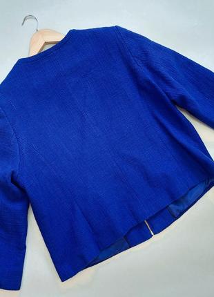 Женский синий пиджак на молнии с укороченным рукавом от бренда m&amp;s6 фото