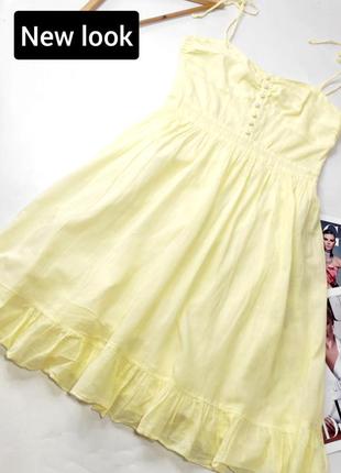 Платье женское сарафан на бретелях желтого цвета клеш от бренда new look 14