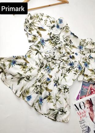 Блуза женская с короткими рукавами в тропический принт от бренда primark xs s1 фото