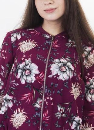 Удивительный шифоновый бомбер – блузон в цветочный принт кофта блузка7 фото