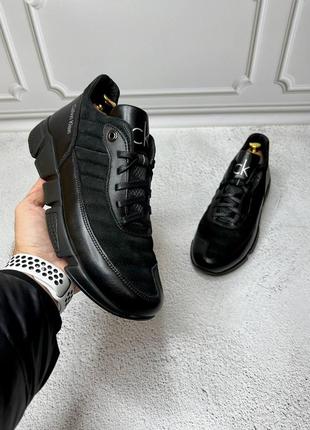 Мужские кожаные, черные, стильные кроссовки calvin klein. от 40 до 45 гг. мт нубук-146 демисезонные
