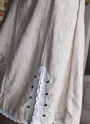 Linen and silk длинная юбка с вышивкой винтаж льняная юбка макси впол белая юбка5 фото