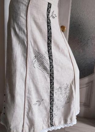 Linen and silk длинная юбка с вышивкой винтаж льняная юбка макси впол белая юбка8 фото