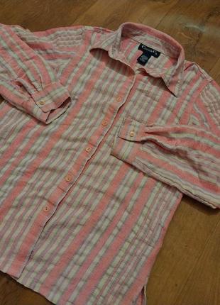 Стильная легкая женская рубашка в полоску полосатая рубашка с разрезами коттоновая рубашка розовая демисезонная женская рубашка на каждый день3 фото