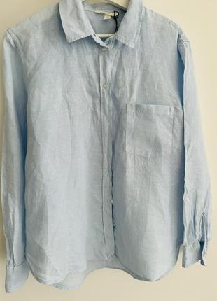 Рубашка блуза сорочка льон zara h&m лляна3 фото