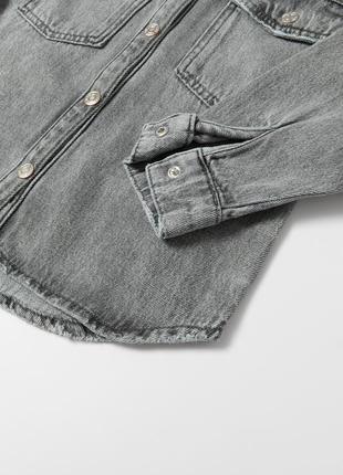 Джинсовая рубашка, куртка, джинсовка zara 158, 164 см, серая3 фото