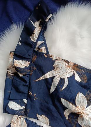 Костюм летний шорты тор цветочный принт синий базовый5 фото