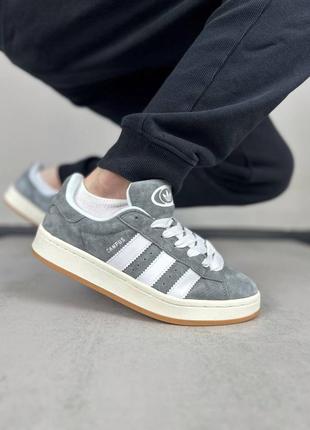 Adidas campus 00s core grey lux quality женские кроссовки адидас кампус замшевые