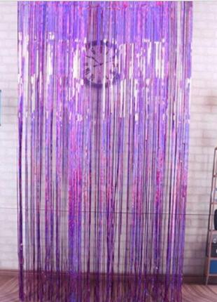 Фото зона дождик новогодний 2 м на 1 м фиолетовый2 фото