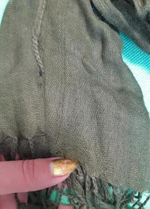 Шарф цвета хаки (болотный) - размер шарфа приблизительно 170*65см, 100% полиэстер4 фото