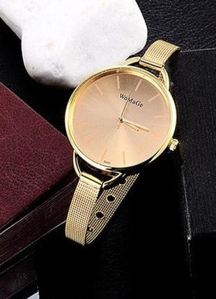 Женские часы под золото - длина 22см, диаметр циферблата 3,5см, ширина ремешка 8мм2 фото