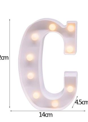 Led буква с, розмір 21*15см (на 2 пальчикових батарейках, батарейки в комплект не входять)2 фото