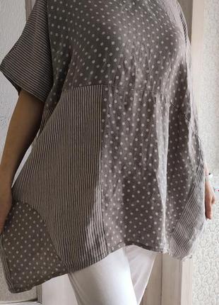 Eco italy блуза итальянская льняная рубашка оверсайз туника льняная1 фото